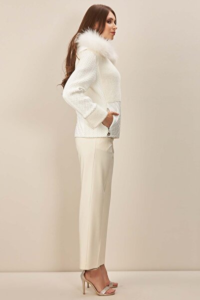 Guitar Hooded Ecru Woven Coat