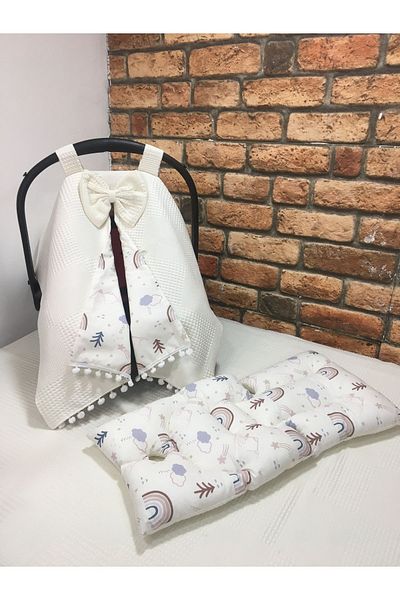 BUSEBABYHOME Cream Stroller Cover and Stroller Cushion Set of 2