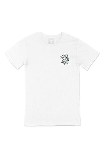 Cix Tricou alb imprimat cu buzunar Asil Şahin
