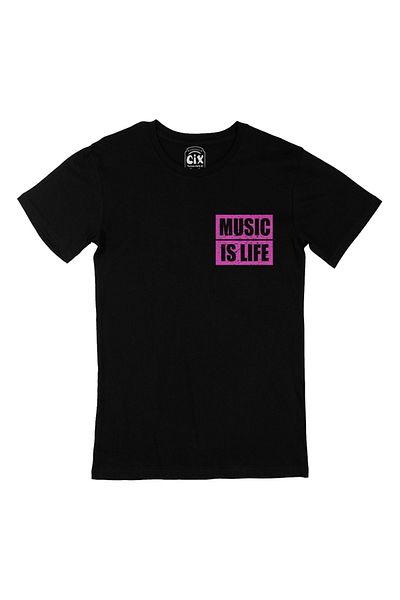 Cix Μαύρο μπλουζάκι με λογότυπο τσέπης Music Is Life