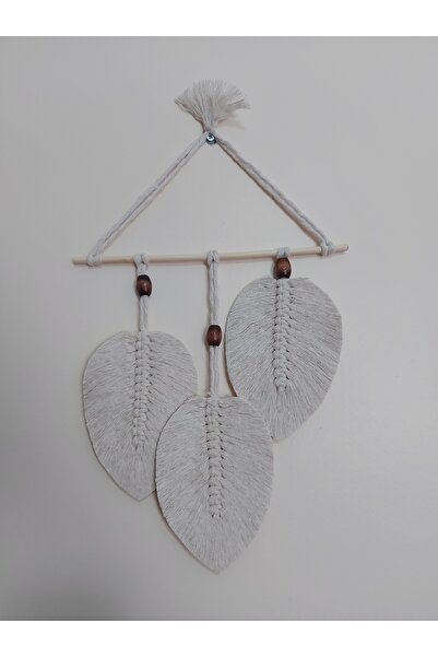 SB MAKROME Yaprak Detaylı Makrome Duvar Süsü (Ekru)