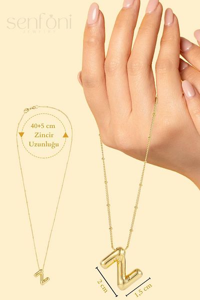 senfonijewelry Balloon Letter Steel Necklace Letter Z