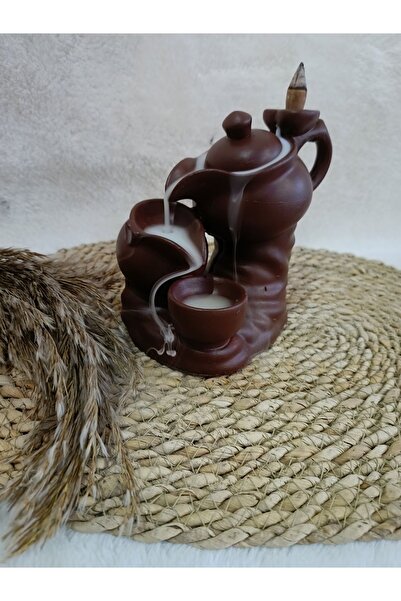 Show Art Hediyelik Çaydanlık Tasarımlı Geri Akış Tütsülük Kahverengi