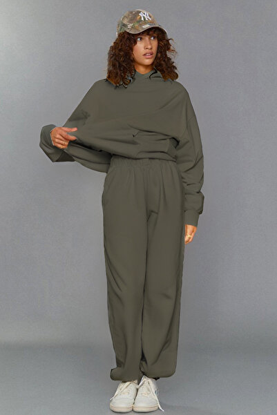 YAKAMEL Γυναικείο Σετ Φούτερ με Κουκούλα και Παντελόνι Jogger - 3 Νήματα, Χαλ...