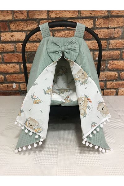BUSEBABYHOME Green Stroller Cover and Stroller Cushion Set of 2