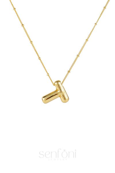 senfonijewelry Balloon Letter Steel Necklace Letter T