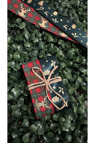 cakaybu New Year Ribbon Decoration Material 2 PCS (1st Class Gilded 1.5 m 2.5 cm width)