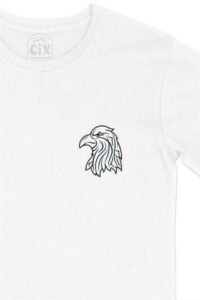 Cix Tricou alb imprimat cu buzunar Asil Şahin