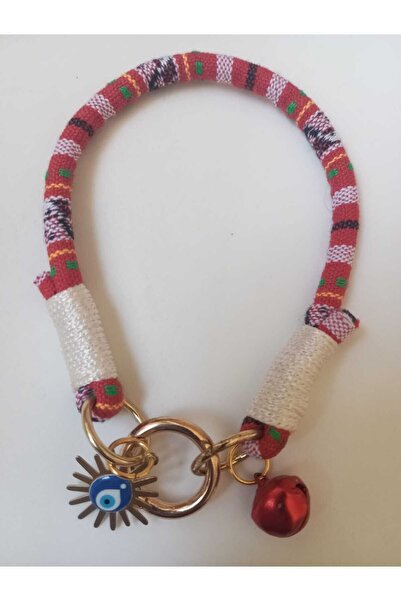 Loyal Friend Store KEDİ TASMA BOHEM ETNİK DESENLİ NAZARBONCUKLU ÇANLI KOLYE 2...
