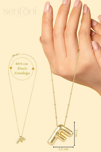 senfonijewelry Balloon Letter Steel Necklace Letter F