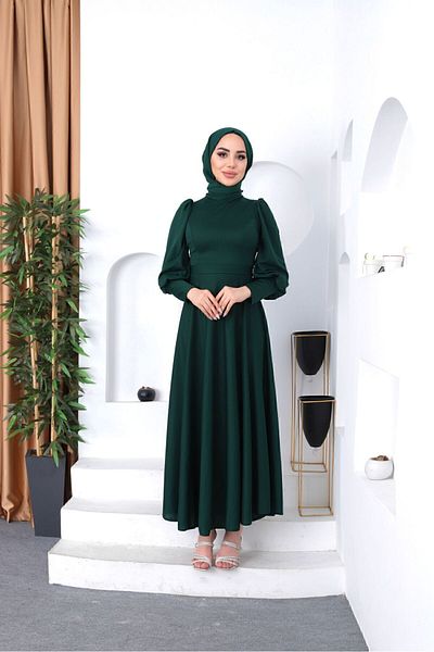 ENKA BUTİK Φόρεμα Hijab - Μπαλόνι μανίκι και πλισέ φούστα