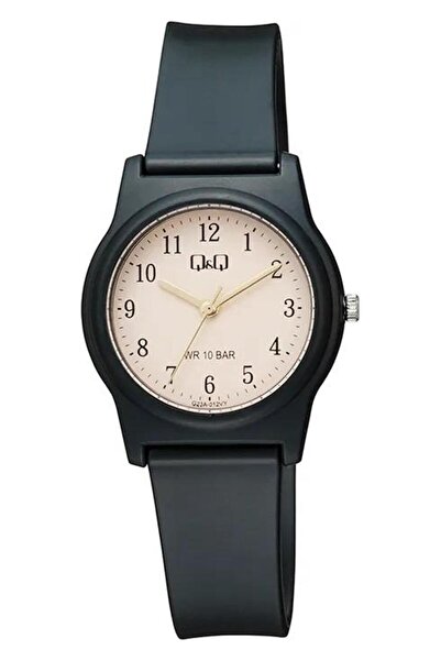 Q&Q G23a-012vy ساعة يد نسائية بسلك سيليكون أسود - أرقام