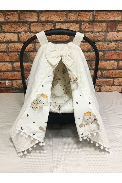 BUSEBABYHOME Cream Stroller Cover and Stroller Cushion Set of 2
