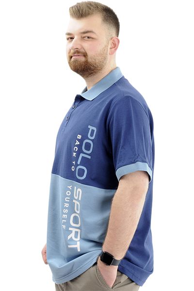 ModeXL Ανδρικό μπλουζάκι Polo Neck Plus Size - Μπλε POLO SPORT U24323