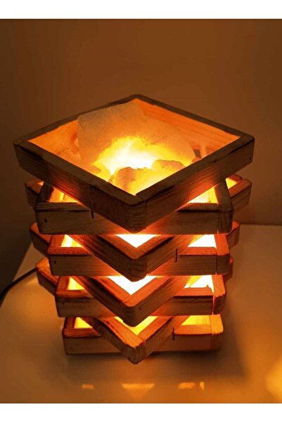 TUZSHOP Motifli Yıldız Ahşap Tuz Kasa Gece Lambası