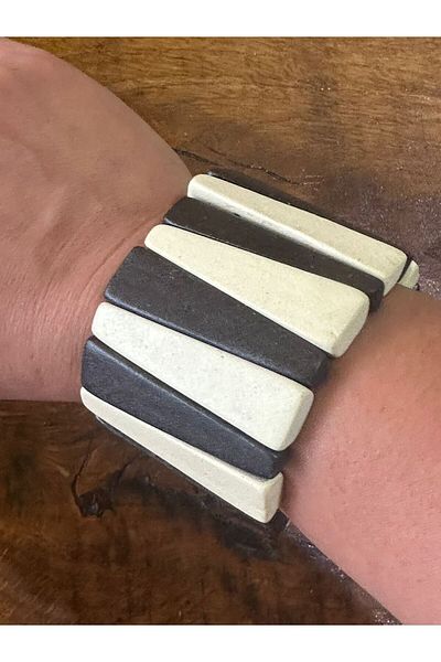 Gönülden Tasarım Elastic Unisex Bracelet with Bamboo and Wood Design
