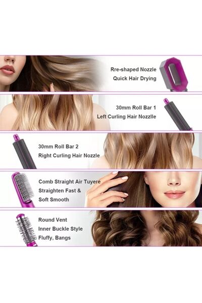 ErginGroup 5 in 1 Profesyonel Saç Şekillendirici Fırça Taraklı Kurutma Fön Makinesi 1000 WATT