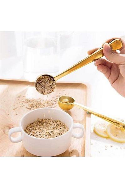 Roichil ملعقة ذهبية - مغلق، ستانلس ستيل، ملعقة قياس قهوة متعددة الوظائف