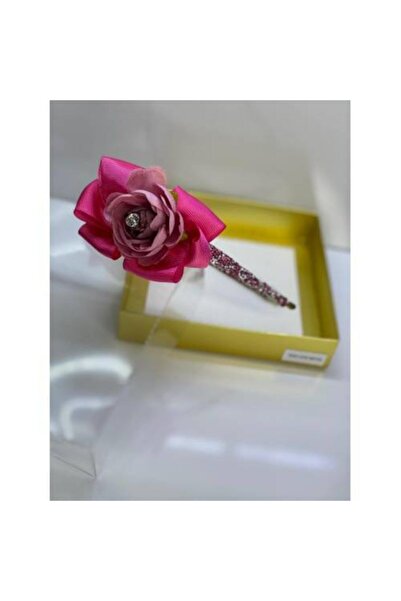 QUEEN AKSESUAR Broșă cu trandafir artificial roz neon, cadou de lux pentru ma...