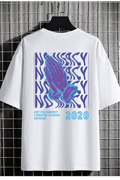 DEEPSENCE Nomearcy Unisex Oversize White Back Printed T-shirt