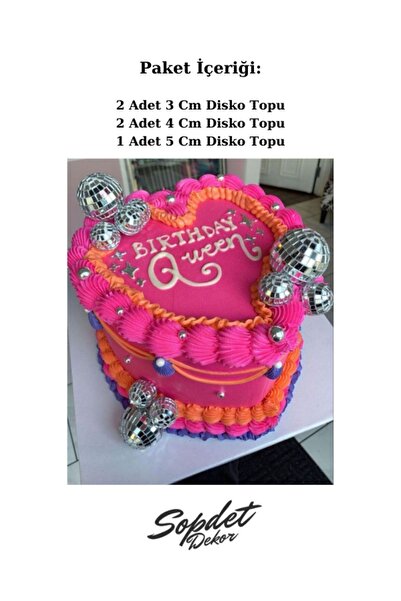 SopdetDekor Disko Topu Pasta Süsü - 3-4-5 Cm Set