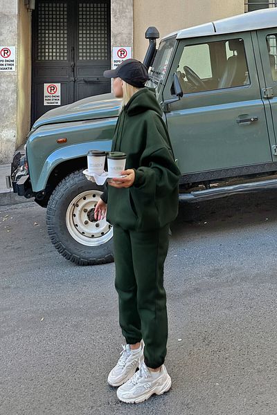 BayBayan Σετ φόρμας με κουκούλα με ψηλή μέση καγκουρό - 3 κλωστές
