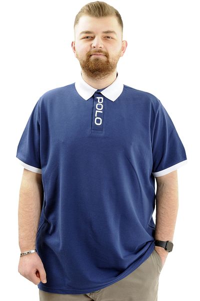 ModeXL Ανδρικό μπλουζάκι με γιακά Indigo Polo μεγάλου μεγέθους - POLO U24335