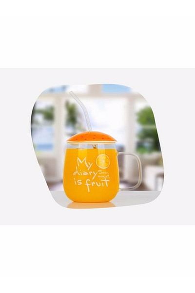 Glass In Love Borosilicate Glass with Glass Straw and Lid 350ml