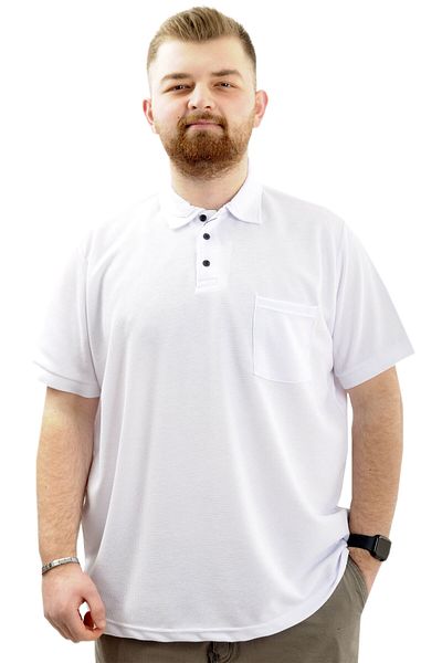 ModeXL Ανδρικό μπλουζάκι Polo Neck Large Size - U24336 Λευκό