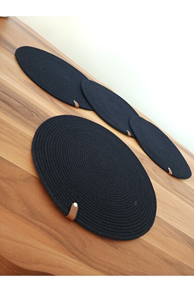 RVK Black Jute Runner Set of 4 - American Service 37 Cm - Plate Set