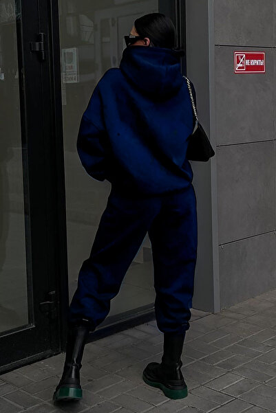 OKULCUBABA Γυναικείο Σετ Φούτερ με Κουκούλα και Παντελόνι Φόρμας - 3 Νήματα Χ...