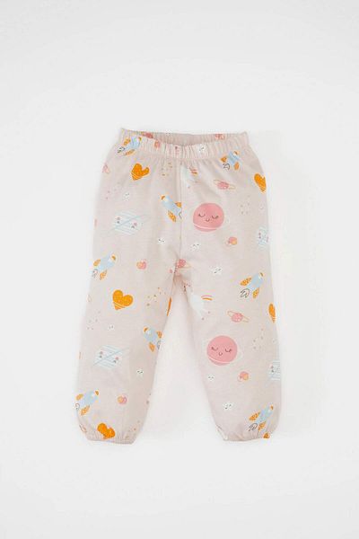 DeFacto Dfc - Baby Girl Long Sleeve Patterned Combed Cotton Pajama Set