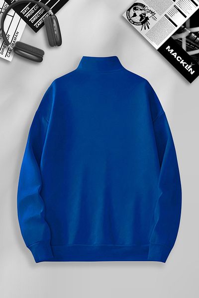 macklin Hanorac unisex cu imprimeu ciuperci pentru femei și fete - guler stand, jumătate cu fermoar