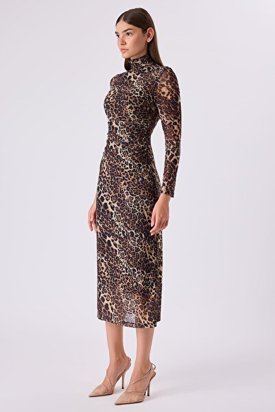 FEVER Leopar tül elbise