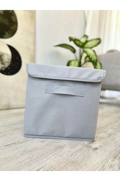 harev home collection 30x30x30 Cm Gray Covered In-Cabinet Laundry and Toy Organizer Folding Storage Box