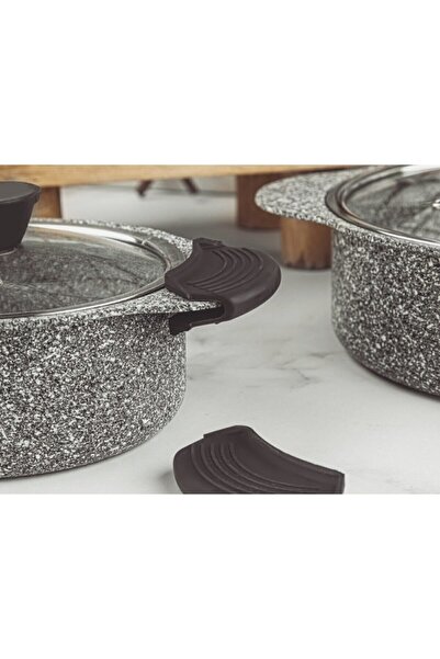 GKZK حامل مقبض وعاء سيليكون حامل مقلاة 9x4 سم زوج عالي الجودة لون أسود