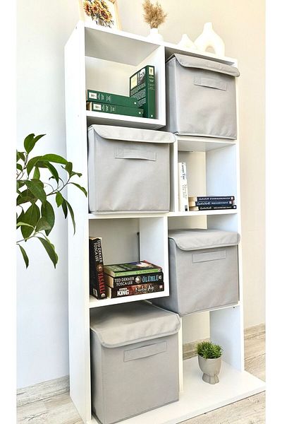 harev home collection 30x30x30 Cm Gray Covered In-Cabinet Laundry and Toy Organizer Folding Storage Box