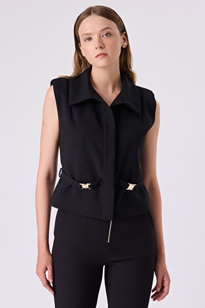 FEVER Çift tokalı siyah yelek