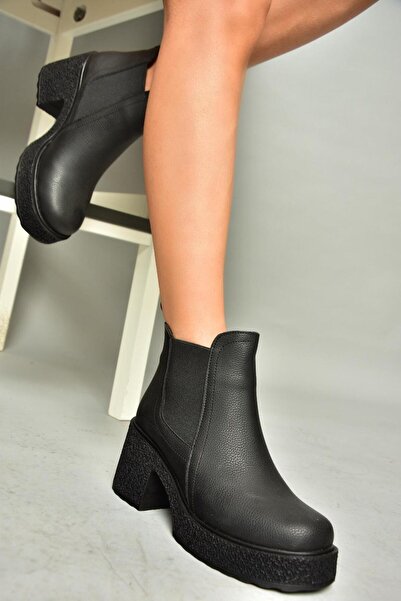 Fox Shoes T996220009 Siyah Kalın Topuklu Kadın Bot