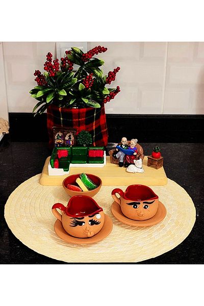 HerşeyTopraktan Handmade Emoji Expression Coffee Cup Set from Soil