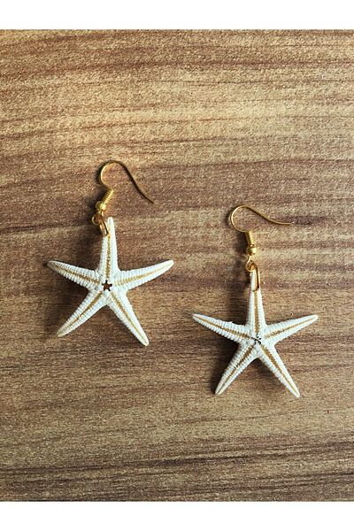 özde dekor Real Starfish Earrings - Classic (Gold Color Metal)