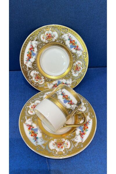 ROY KING MUBA CONSEPT Vintage Gold Yaldızlı Altın Kaplama 6 Lı Kahve Fincan T...