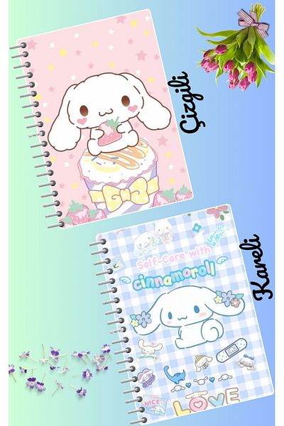 animeandyourworld Cinnamaroll notebook set 2 pcs A4 size 21*30 lined + checked 60 syf