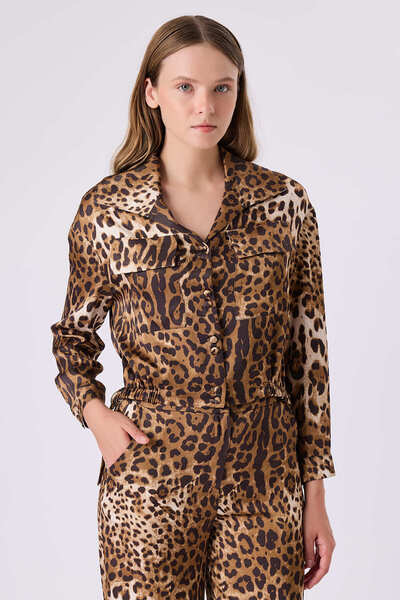 FEVER Toka detaylı leopar gömlek