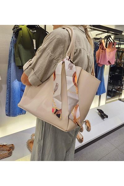 Mercan Women's Hand and Shoulder Bag - Scarf Detail, Multi-Compartment