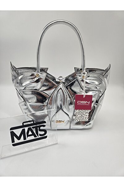 DSN Yapraklı El Çantası Rugan Platin