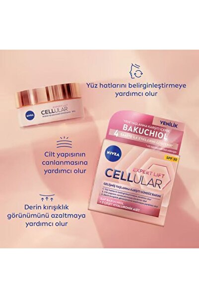 NIVEA Cellular Expert Lift Doğal Retinol Alternatifi Saf Bakuchiol ve Hyaluronik Asit içeren Gündüz Kremi