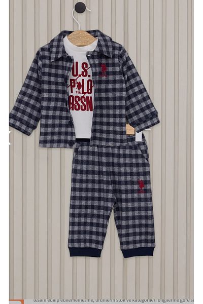 U.S. Polo Assn. Licensed Navy Blue 3-piece Set for Baby Boy - Uspa (2024-2025 Autumn-winter Collection)