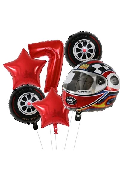 DÜVENCİ TİCARET مجموعة بالونات من رقائق الخوذة للأرقام العمرية