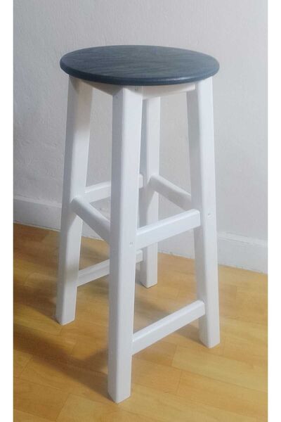 Arbre Ahşap Bar Taburesi - 70 cm - Beyaz İskelet - Oturma Yeri renk varyantlı